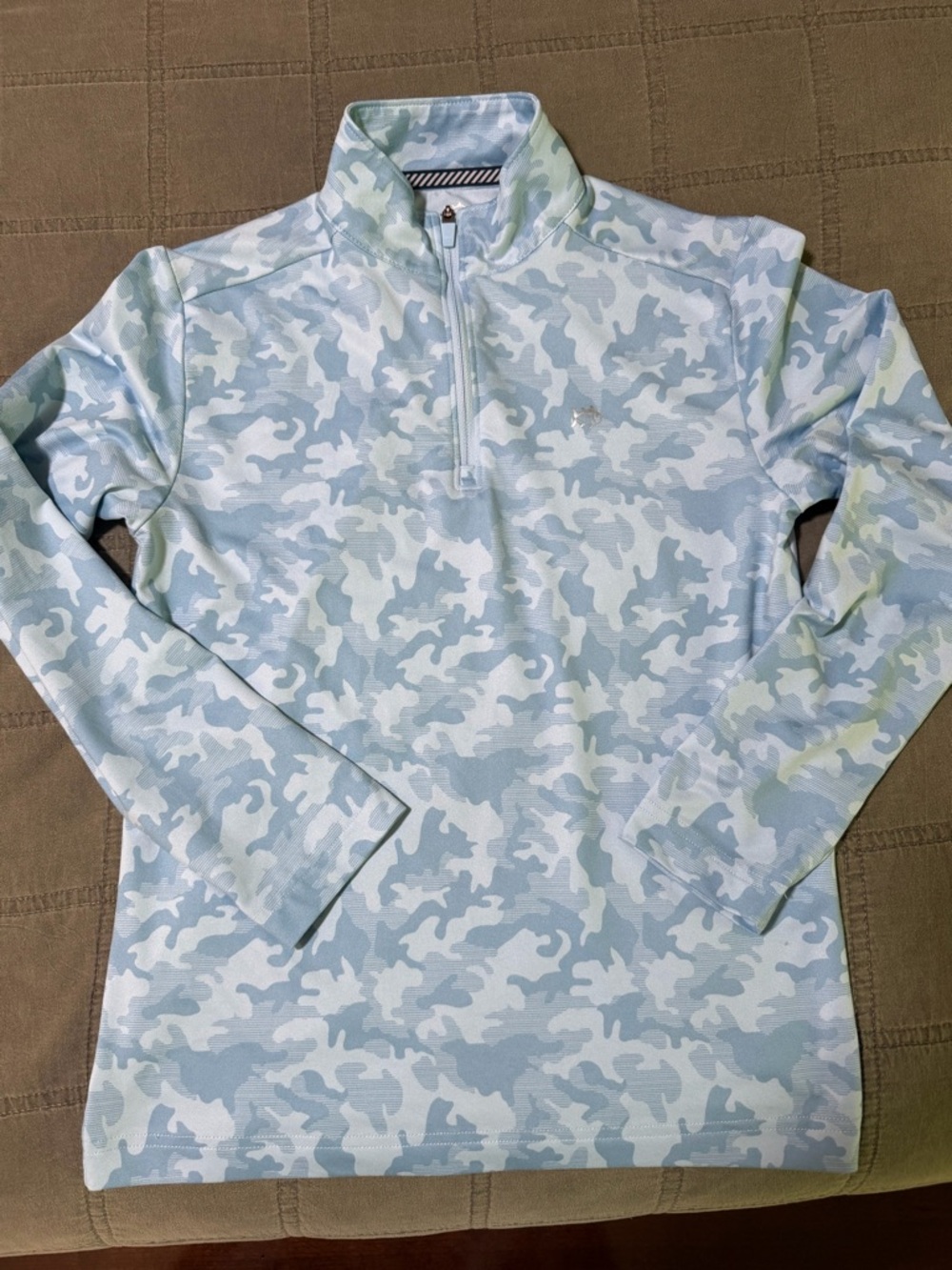 Youth Southern Tide Light Blue Camo Quarter-Zip Pullover